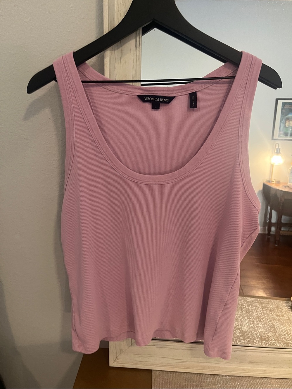 Veronica Beard Lilac Ribbed Tank Top, XL